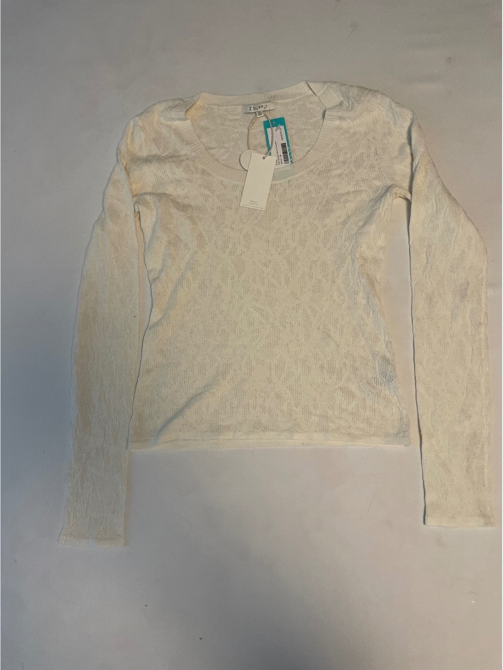 Z Supply Tibi Scoop Mesh Sweater White Medium